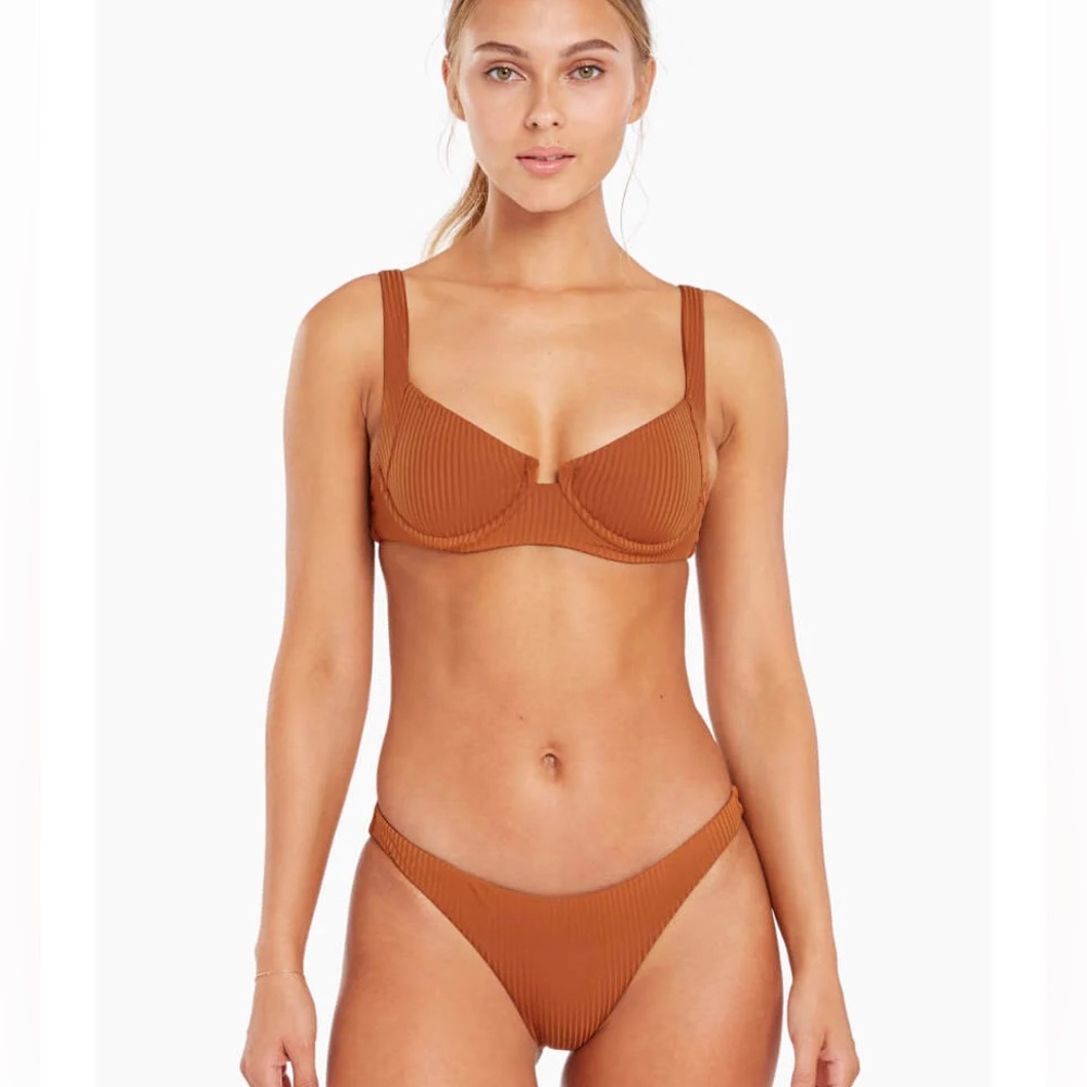 Vitamin A Demi Top & Midori Bottom Bikini Set in Chai sz S